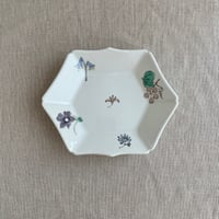 色絵花実文変形八角皿