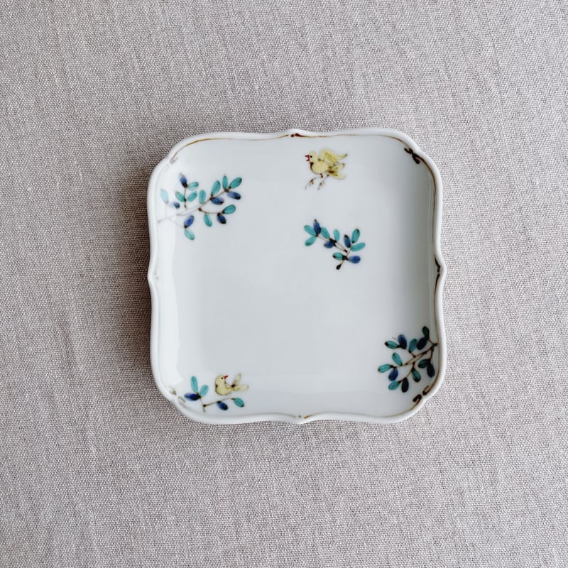 鳥とオリーブ角皿 | nao uchimura 内村七生