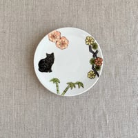 松竹梅と黒猫小皿