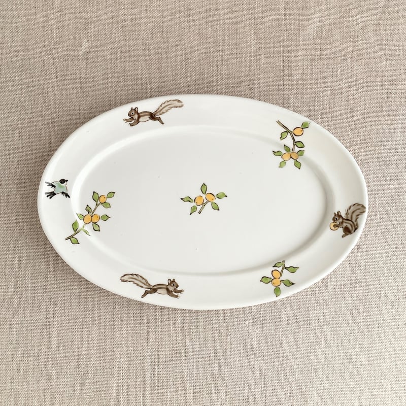 りすと果物楕円皿（大） | nao uchimura 内村七生