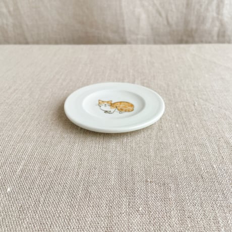 茶白猫豆皿