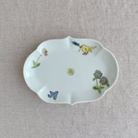 お花と鳥雲形皿(大)
