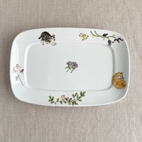 2枚セット 内村七生 小鳥花散らし パン皿 角皿 中皿 大皿 ペア食器 小鳥花散らしパン皿(小) | nao uchimura 内村七生