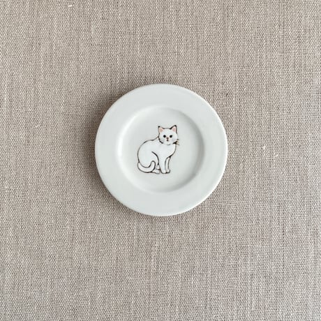 白猫豆皿
