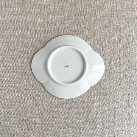 お花とミニチュアダックス（イエロー）木瓜小皿