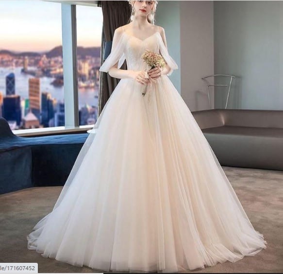 ☆S(7号)☆ネットチュールのオフショルダードレス(OPN2699  