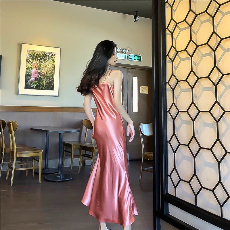 ☆7号(S)☆とろみサテン光沢のあるキャミワンピース(OPN2787