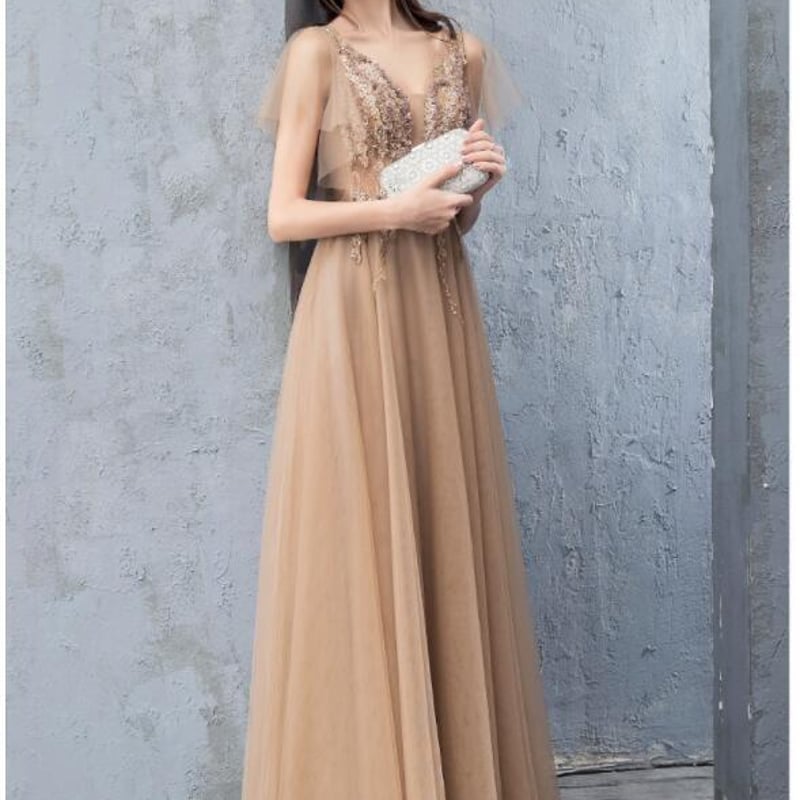 ☆9号(M)☆胸元立体刺繍チュールロングドレス(OPN1008） | miamissione'