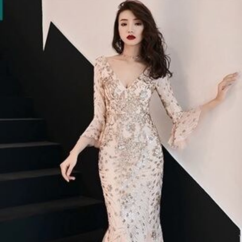 ☆13号（XL)☆チュールスパンコールマーメイドドレス(OPN2854 