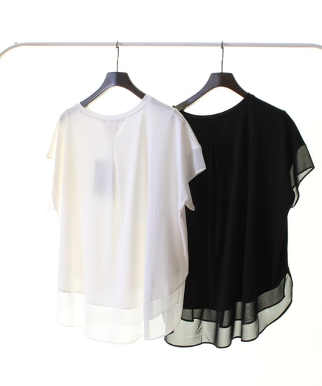 Anna Kerry　アンナケリー 異素材コンビ シフォン 切替カットソー 56262912 2026NEWARIIVAL