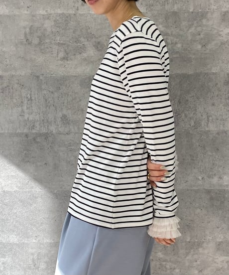 Anna Kerry　アンナケリー ボーダーフリルカフトップス 56261917