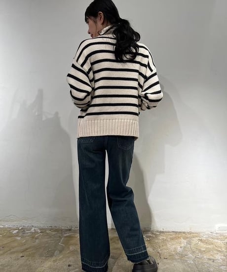 Pauline Bleu(ポリーヌブロー)ハーフZIPボーダーニット35254