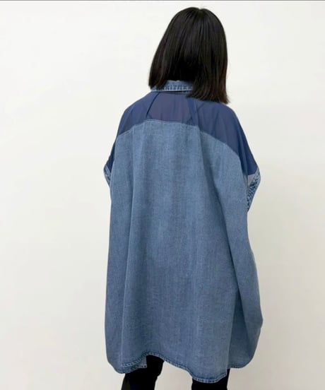 CYNICAL シニカル テンセルデニム×ジョーゼットロングシャツ 612-95131 (2026NEWARIIVAL)