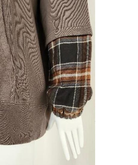 Boutique Ordinary　ブティークオーディナリー Check Sleeve Docking Hoodie PO  BO23-308T