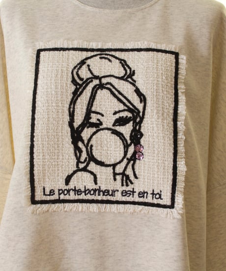 MARIED'OR　マリードール　　大人気★ 裏毛刺繍貼り付け脇タック ドルマン袖クルー　19519　2025SS