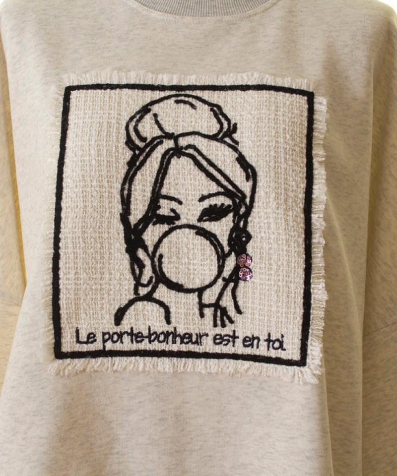 MARIED'OR マリードール 大人気☆ 裏毛刺繍貼り付け脇タック