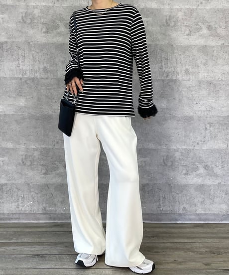 Anna Kerry　アンナケリー ボーダーフリルカフトップス 56261917