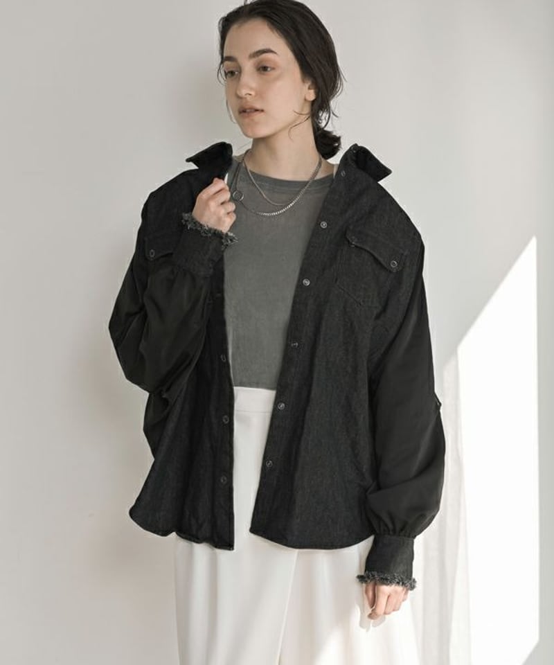 リメイクデニム　超袖長アシメポンチョ AMU アムーakane ポンチョデニムジャケット 25228-6425P-W 本州