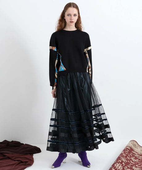 AULA AILA　アウラアイラ　ボーダーチュールスカート BORDER TULLE SKIRT 1253-07036 本州送料無料！