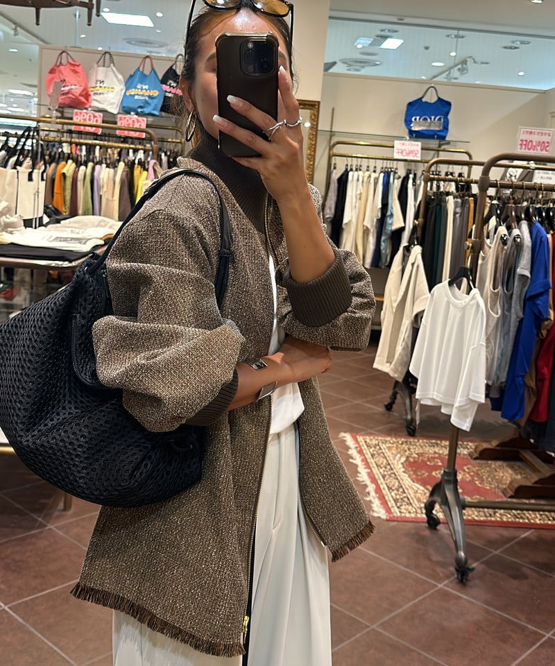 ネップ入りツィード スタンドカラーブルゾン WGN5181 9/2