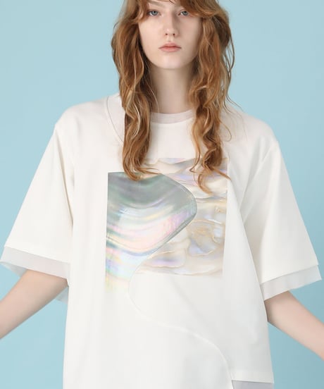 AULA AILA　アウラアイラ　SHELL PRINT T-SHIRT シェルプリントTシャツ　1251-08052
