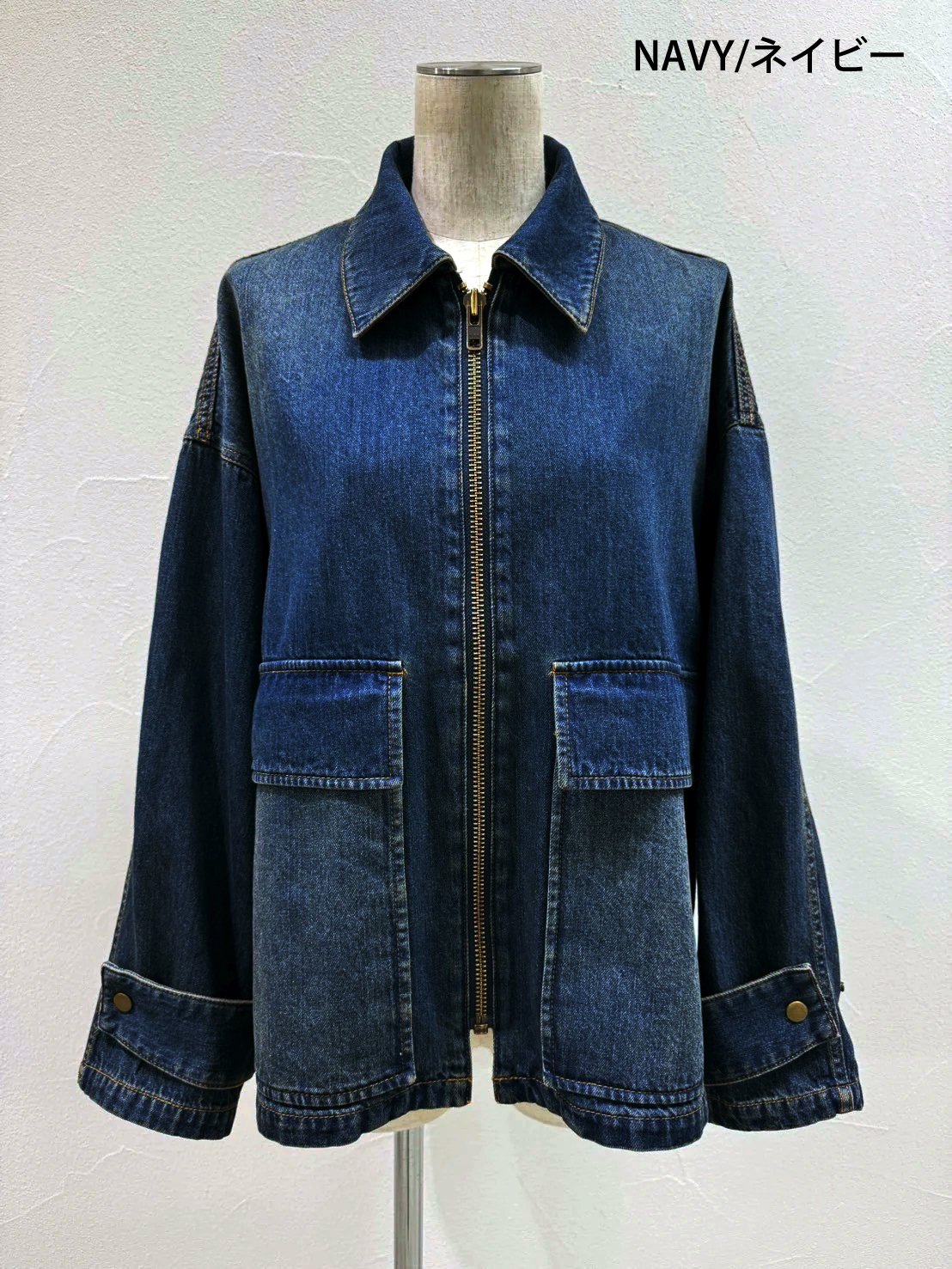 新品CYAN tokyo シアントーキョー　ダークデニム ジップアップジャケット 一日一服/CYAN TOKYO/シアン トーキョー/ドレープ ポケット