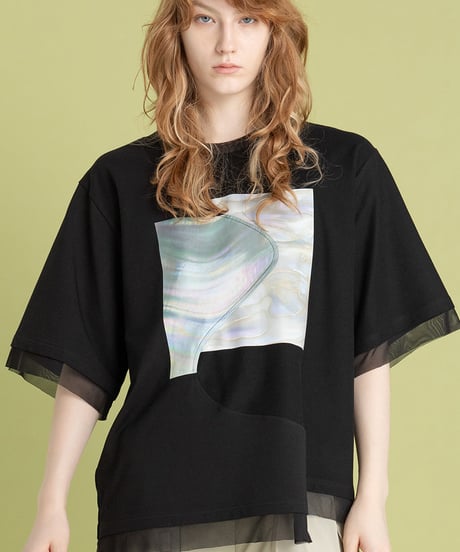 AULA AILA　アウラアイラ　SHELL PRINT T-SHIRT シェルプリントTシャツ　1251-08052