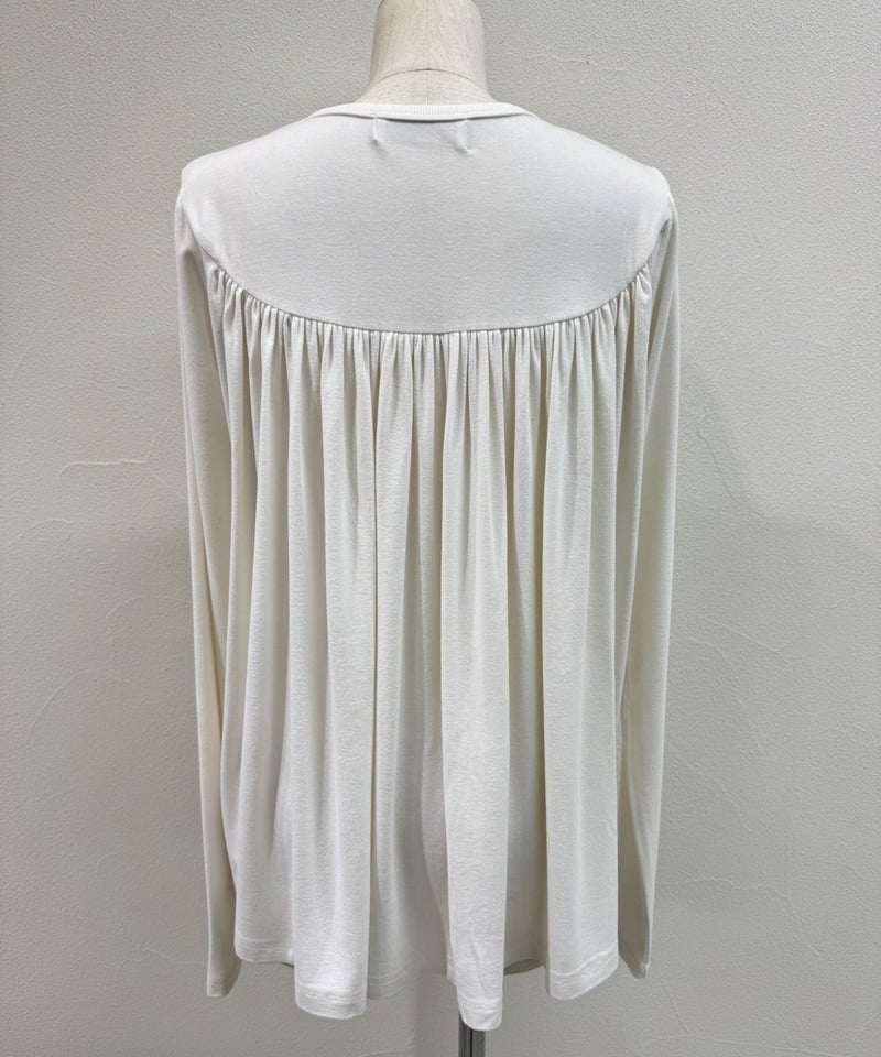 CYAN TOKYO シアントーキョー バックギャザー ウォーム カットソー 白 CYAN TOKYO】バックギャザーウォームTOPS | selectshop kusukusu