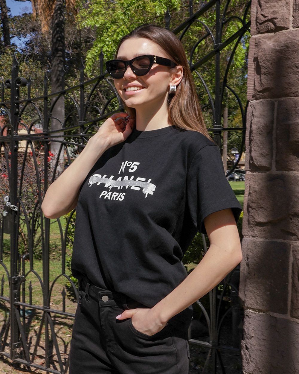 ミカーレミカーレ　アカウント長T ペイントCHANEL 新品タグ付き　難あり　M MICALLE MICALLE ミカーレミカーレ ACCOUNT D☆ORロゴTシャツ