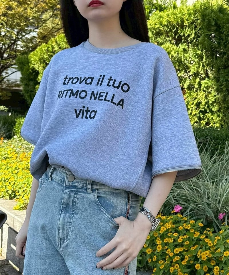 MICALLEMICALLE ミカーレミカーレ ZIPデザイン2WAYロゴトレーナー MML1