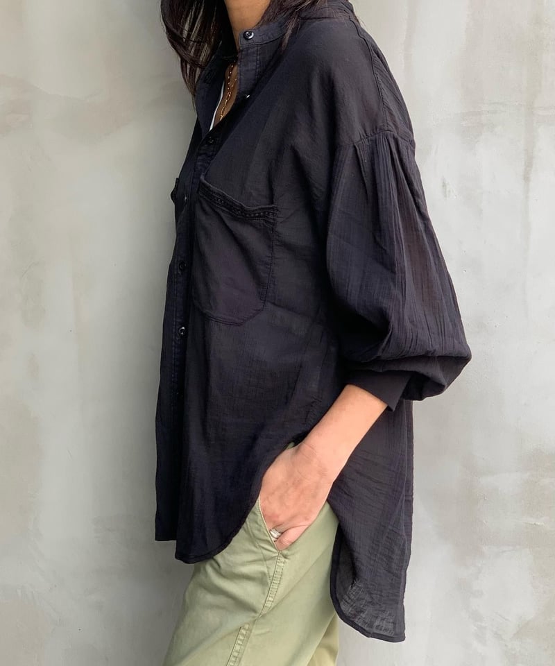 flamingo firm フラミンゴファーム 袖リブバルーンスリーブ刺繍