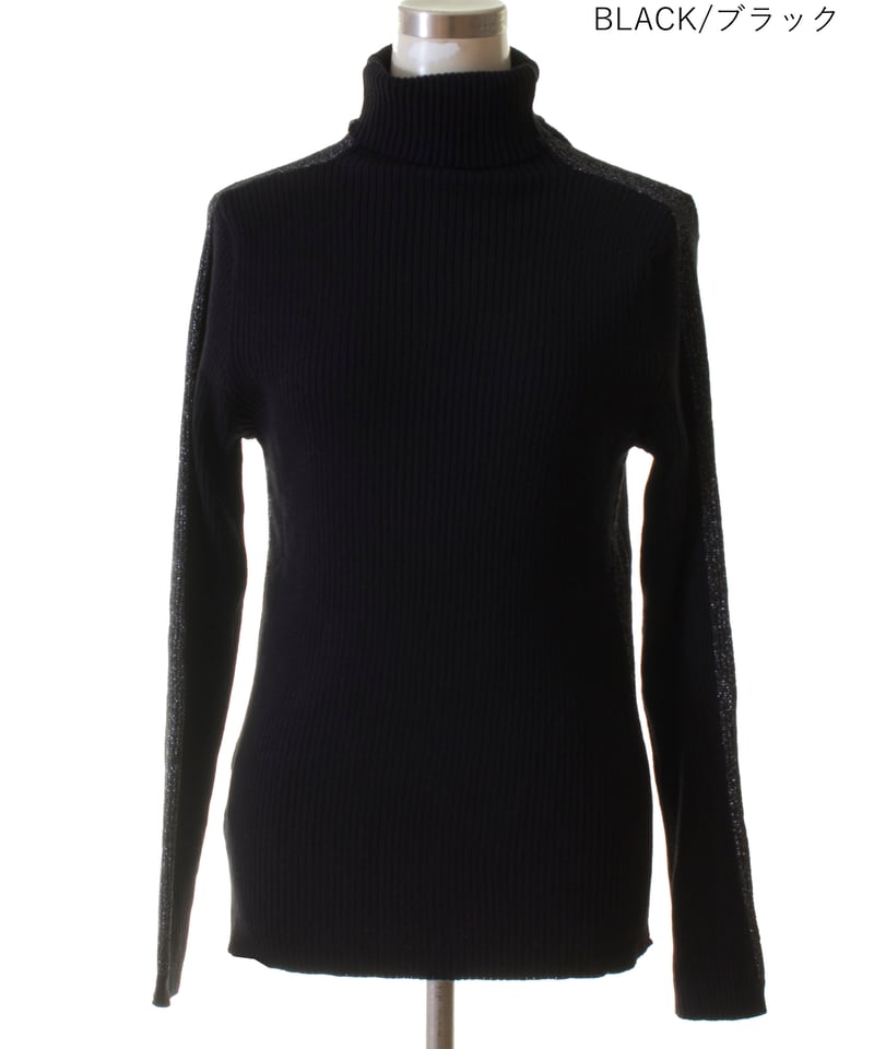 ぽっちゃん様　オーダー品 Pauline Bleu(ポリーヌブロー)リブタートルラメニット サイドラメラ