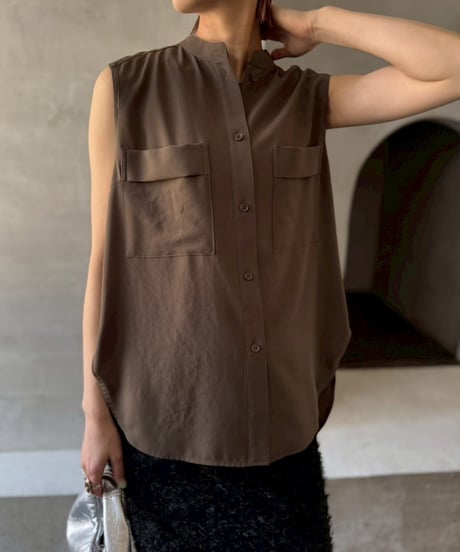 Cafune　カフネ　mat stretch georgette tuck sleeve blouse マットストレッチジョーゼットタックスリーブブラウス　535911