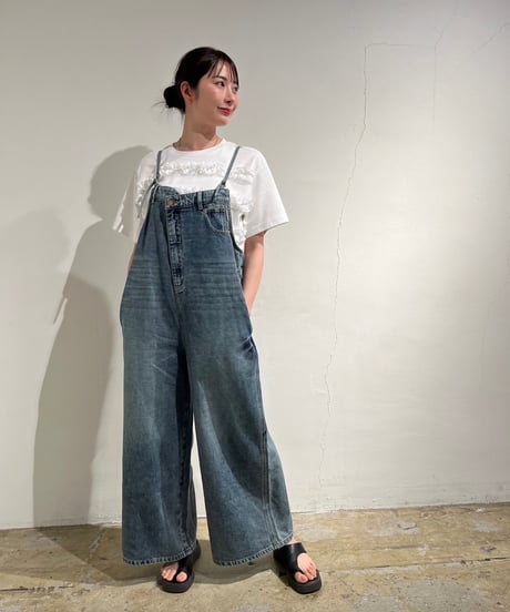 Pauline Bleu  ポリーヌブロー フロントアシンメトリーデニムオーバーオール