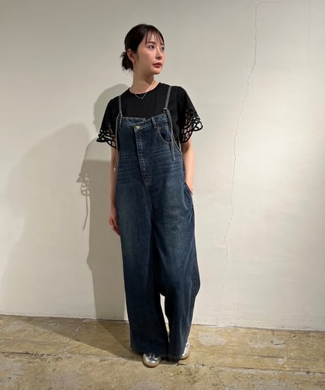 Pauline Bleu  ポリーヌブロー フロントアシンメトリーデニムオーバーオール
