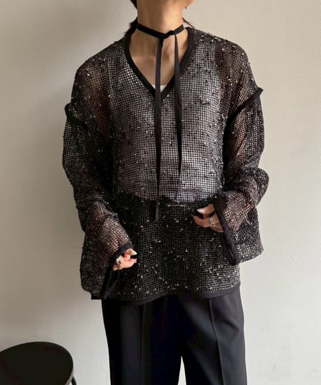 Cafune　カフネ　mesh tweed 2way pullover メッシュツィード2ウェィプルオーバー　535939