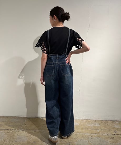 Pauline Bleu  ポリーヌブロー フロントアシンメトリーデニムオーバーオール
