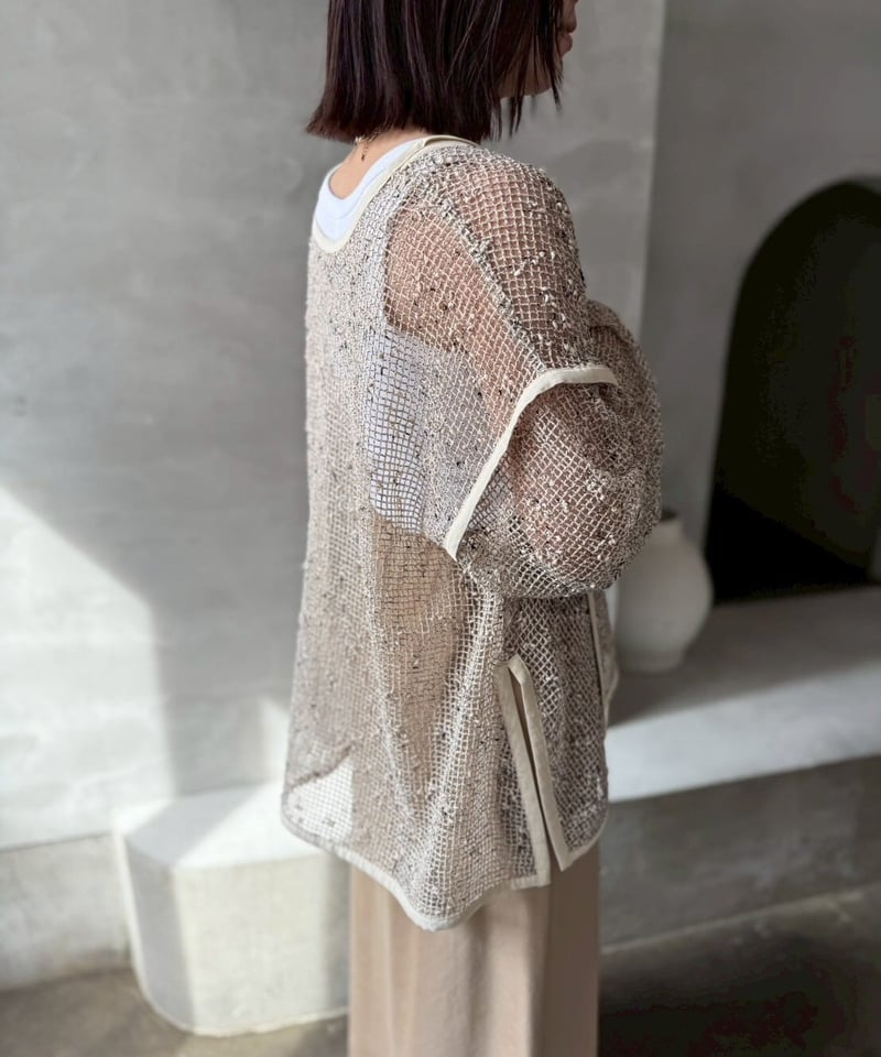 Cafune カフネ mesh tweed 2way pullover メッシュツィード2ウェ