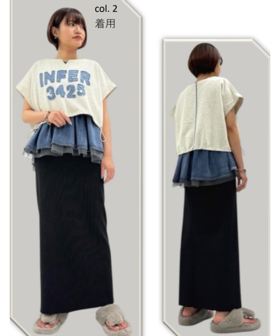 ayane アヤン デニムロゴパッチショート丈プルオーバー 855733