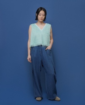 CYAN TOKYO シアントーキョー オーバータックリネンデニムワイド