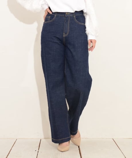 【再再入荷】Praia　プライア　ハイウエストセミワイドデニム  LERK-23111