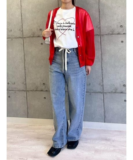 ROSIEE ロージー　R810306　ハート刺繍×手書き風ロゴプリントTシャツ