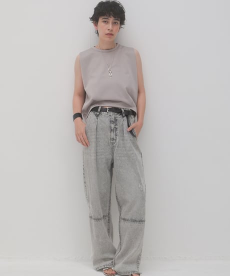 YENNイェン　HIGH RISE TUCK WIDE PT L/GRAYD　Y241-31024QU