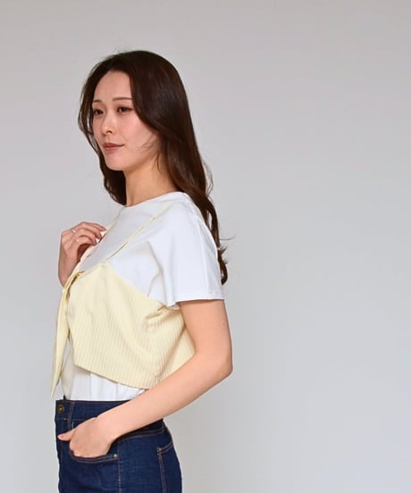 Praia　プライア 【トレンドをパッと完結】 ビスチェ＋Tシャツ・セット ‐ LEO-2629 (2026NEWARIIVAL)