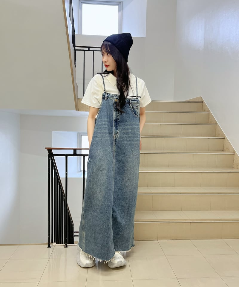 PaulineBleu(ポリーヌブルー) 裾フリンジデニムジャンスカ