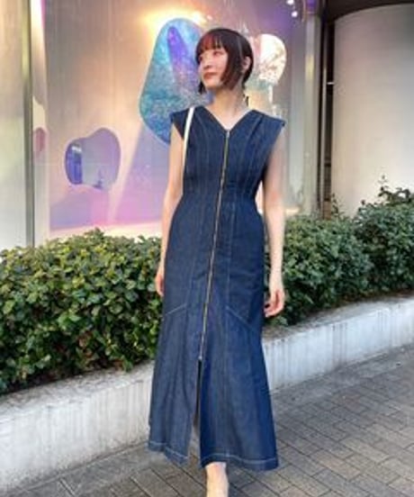 フレアスリーブデニムワンピース