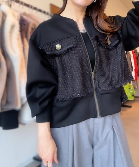 parumi様ディニテコリエ　ネイビー メッシュレイヤードブルゾン Dignite Collier ディニテコリエ ブルゾン 80254118 レディース