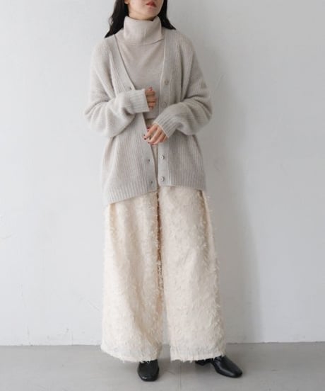 FOX混片畦Vネックカーディガン