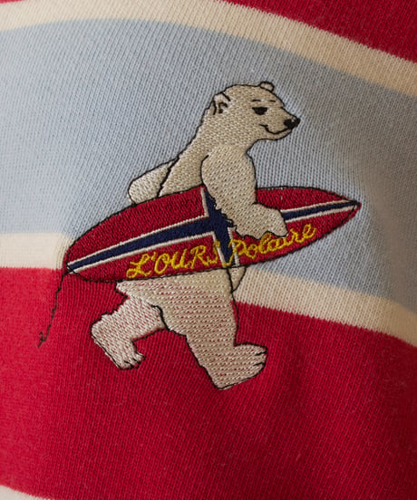 L'OURS POLAIRE et BLEU ルス・ポレイル＆ブルー サーフベアカラフルボーダー長袖スウェット