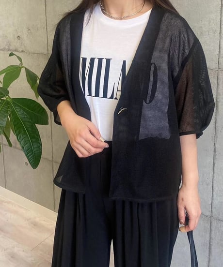 ROSIEE　ソフトな風合いフロッキープリントTシャツ R733207